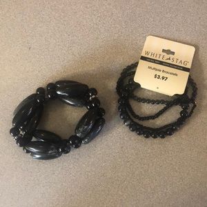 2 sets black stretch bracelets